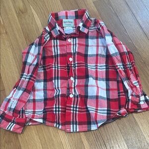 Kids Red and White Plaid Button Down Shirt